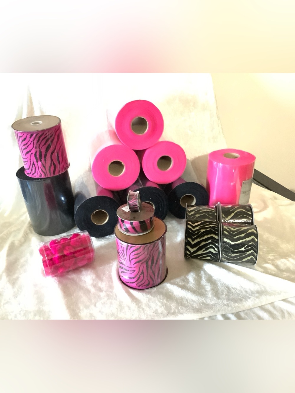 Pink & Black Zebra Print Party Decor Set